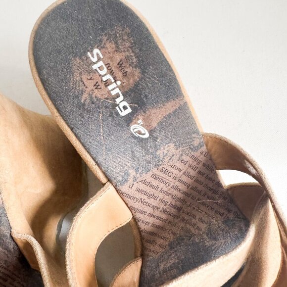 Vintage Spring Chunky Light Beige Wedge Sandal Slides 40 - Picture 7 of 10